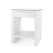 Morgan Grasscloth 1-Drawer Side Table with Glass Top, Chiffon White