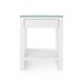 Morgan Grasscloth 1-Drawer Side Table with Glass Top, Chiffon White