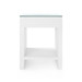 Morgan Grasscloth 1-Drawer Side Table with Glass Top, Chiffon White