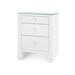 Morgan 3-Drawer Side Table with Glass Top, Chiffon White