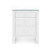 Morgan 3-Drawer Side Table with Glass Top, Chiffon White