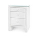 Morgan Grasscloth 3-Drawer Side Table with Glass Top, Chiffon White