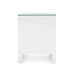 Morgan Grasscloth 3-Drawer Side Table with Glass Top, Chiffon White