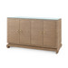 Meredith 4-Door Cabinet with Glass Top, Flax Brown