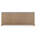 Meredith Extra Large 4-Door Cabinet with Glass Top, Flax Brown