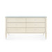 Morris Extra Large 6-Drawer with Glass Top, Blanched Oak and Nickel