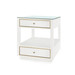 Carmen 2-Drawer Side Table with Glass Top, Chiffon White