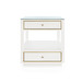 Carmen 2-Drawer Side Table with Glass Top, Chiffon White