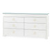 Elina Extra Large 6-Drawer with Glass Top, Vanilla