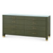 Camden Extra Large 8-Drawer with Glass Top, Deep Olive