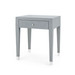 Claudette 1-Drawer Side Table with Glass Top, Washed Winter Gray