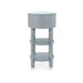 Claudette 1-Drawer Round Side Table with Glass Top, Washed Winter Gray