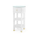 Claudette 1-Drawer Round Side Table with Glass Top, Cream