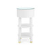 Claudette 1-Drawer Round Side Table with Glass Top, Cream