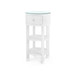 Claudette 1-Drawer Round Side Table with Glass Top, Cream
