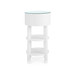 Claudette 1-Drawer Round Side Table with Glass Top, Cream