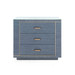 Ethan 3-Drawer Side Table with Glass Top, Navy Blue