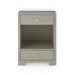 Fedor 2-Drawer Side Table with Glass Top, Moss Gray Tweed