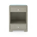 Fedor 2-Drawer Side Table with Glass Top, Moss Gray Tweed