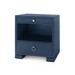 Frances 2-Drawer Side Table with Glass Top, Deep Navy