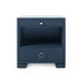 Frances 2-Drawer Side Table with Glass Top, Deep Navy