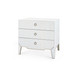 Madeline 3-Drawer Side Table with Glass Top, Platinum Shimmer