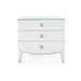 Madeline 3-Drawer Side Table with Glass Top, Platinum Shimmer