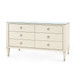 Morris Extra Large 6-Drawer with Glass Top, Blanched Oak and Satin Bronze