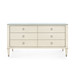 Morris Extra Large 6-Drawer with Glass Top, Blanched Oak and Satin Bronze