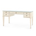 Morris Desk with Glass Top, Blanched Oak and Satin Bronze