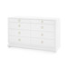 Ming Extra Large 8-Drawer with Glass Top, Chiffon White