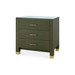Camden 3-Drawer Side Table with Glass Top, Deep Olive