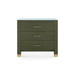 Camden 3-Drawer Side Table with Glass Top, Deep Olive
