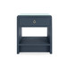 Benjamin Linen 1-Drawer Side Table with Glass Top, Blue Steel