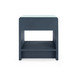 Benjamin Linen 1-Drawer Side Table with Glass Top, Blue Steel