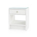 Benjamin Linen 1-Drawer Side Table with Glass Top, Chiffon White