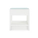 Benjamin Linen 1-Drawer Side Table with Glass Top, Chiffon White
