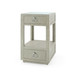 Camilla  2-Drawer Side Table with Glass Top, Moss Gray Tweed