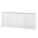 Meredith Extra Large 4-Door Cabinet with Glass Top, Chiffon White