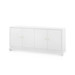 Meredith Extra Large 4-Door Cabinet with Glass Top, Chiffon White