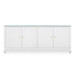 Meredith Extra Large 4-Door Cabinet with Glass Top, Chiffon White