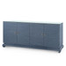 Meredith Extra Large 4-Door Cabinet with Glass Top, Navy Blue