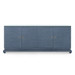 Meredith Extra Large 4-Door Cabinet with Glass Top, Navy Blue