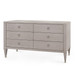 Morris Extra Large 6-Drawer with Glass Top, Taupe Gray and Satin Bronze
