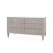 Morris Extra Large 6-Drawer with Glass Top, Taupe Gray and Nickel