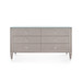 Morris Extra Large 6-Drawer with Glass Top, Taupe Gray and Nickel