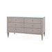 Morris Extra Large 6-Drawer with Glass Top, Taupe Gray and Satin Bronze