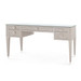 Morris Desk with Glass Top, Taupe Gray and Nickel