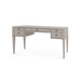 Morris Desk with Glass Top, Taupe Gray and Satin Bronze
