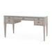 Morris Desk with Glass Top, Taupe Gray and Satin Bronze